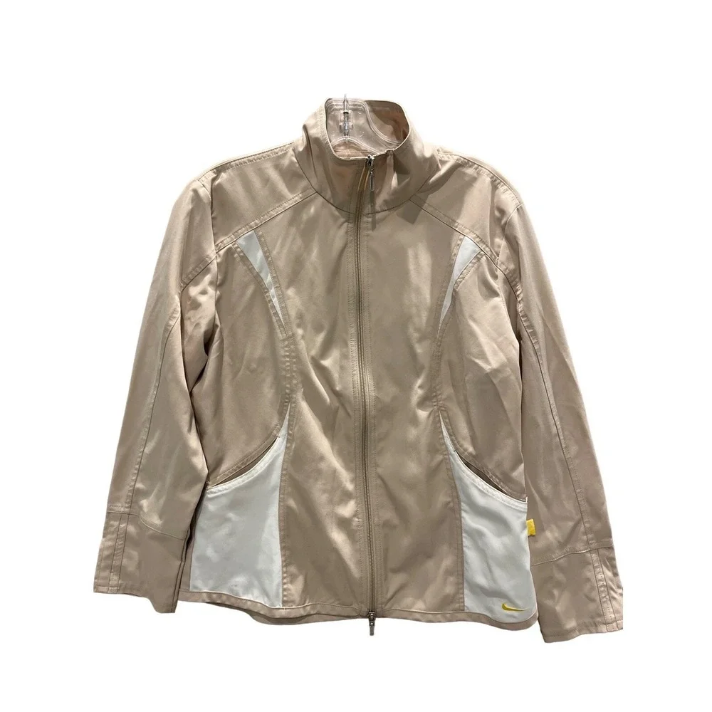Nike Windbreaker Jacket Youth Large 12-14 Beige Active Tennis Golf Lightweight